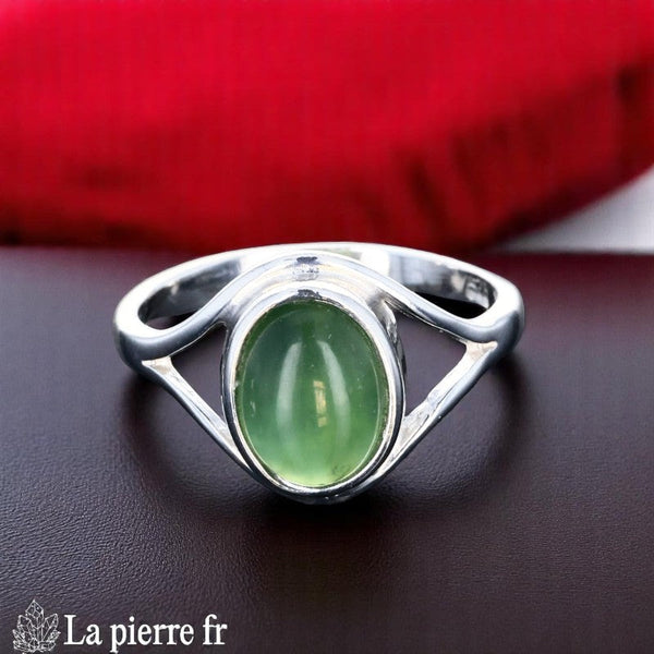 Bague Jade Vert véritable en Argent Rhodié pour femme, référence (Clara)