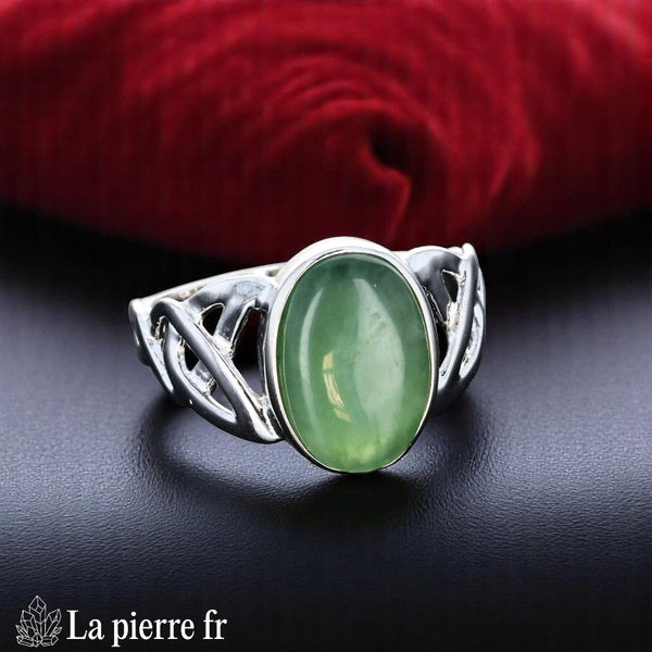 Bague Jade Vert véritable en Argent Rhodié Moderne (Elara)