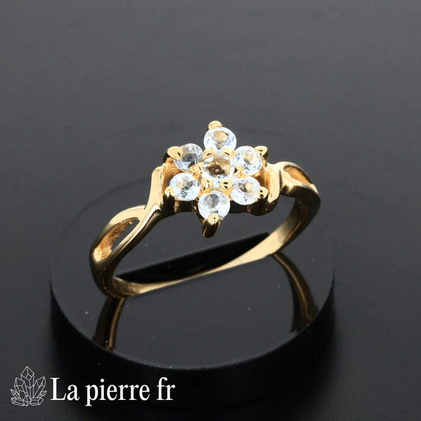 Bague Topaze bleue véritable en or 18 carats pour femme - La pierre Fr