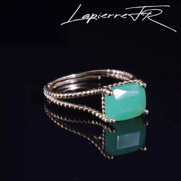 Bague Jade vert facetté plaqué Or 18 carats - La Pierre FR