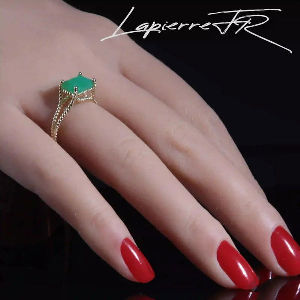 Bague Jade vert facetté plaqué Or 18 carats - La Pierre FR