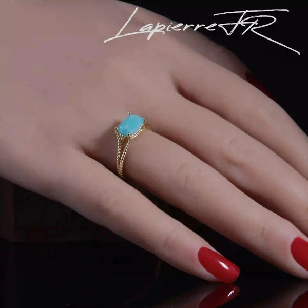 Bague amazonite facettée plaqué Or 18 carats - La Pierre FR