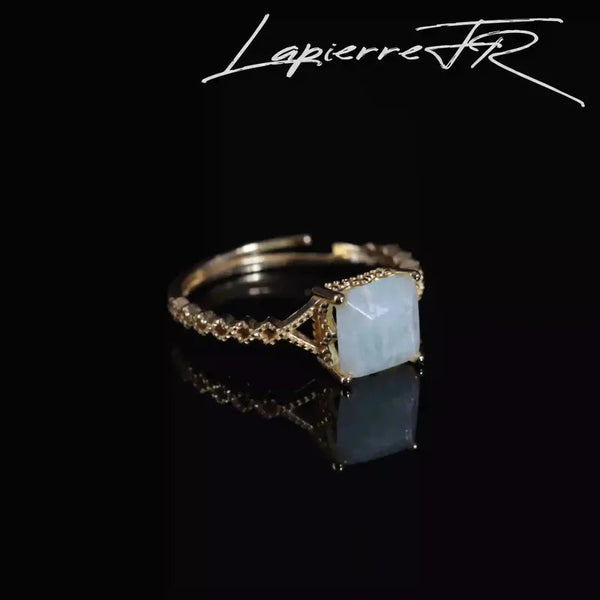 Bague en amazonite facettée plaqué Or 18 carats - La Pierre FR
