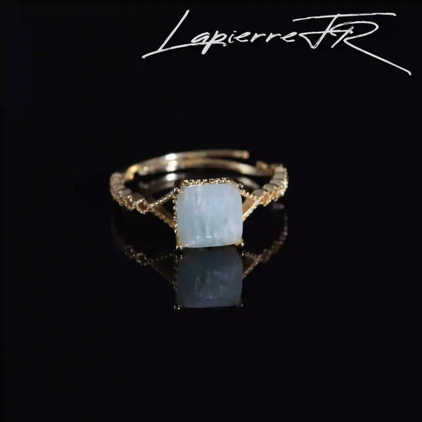 Bague en amazonite facettée plaqué Or 18 carats - La Pierre FR