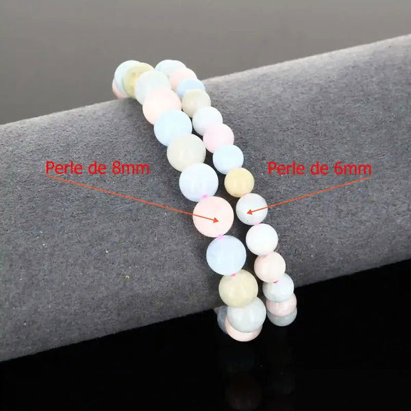 Bracelet lithothérapie multi-pierres Béryl pour équilibre émotionnel, amour et communication