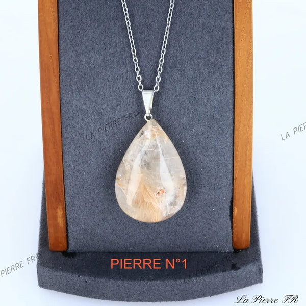 Pendentif Quartz Rutile Naturel Forme Goutte pendentif quartz rutile