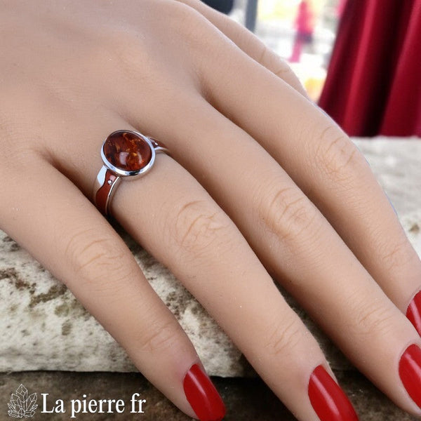 Profil de la Bague Ambre Bohème (Charme Émaillé) en argent 925 émaillé.