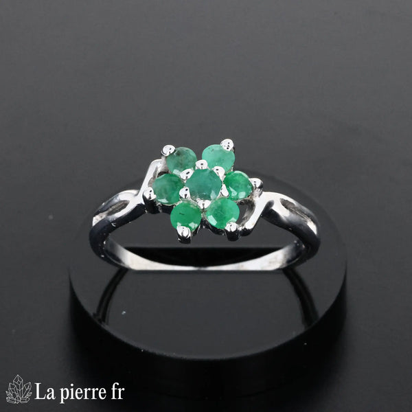 Bague en Émeraude "Odyssea" - Bijoux lithothérapie en argent rhodié pour femme