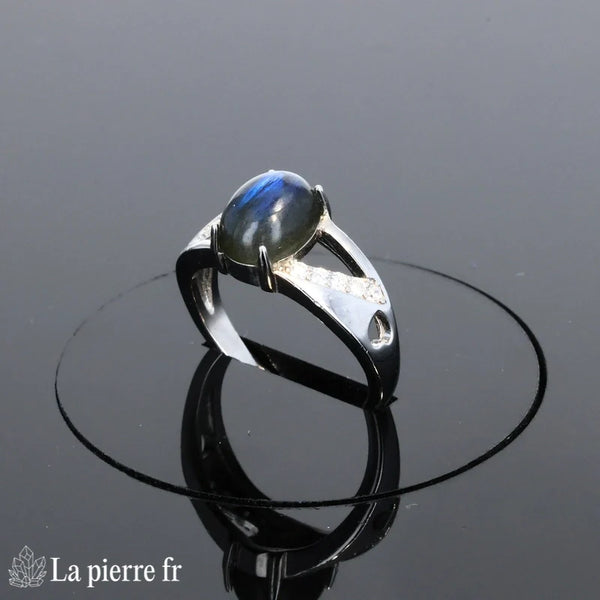 Bague Labradorite (Aura Vintage) style vintage avec entourage 10 zircons