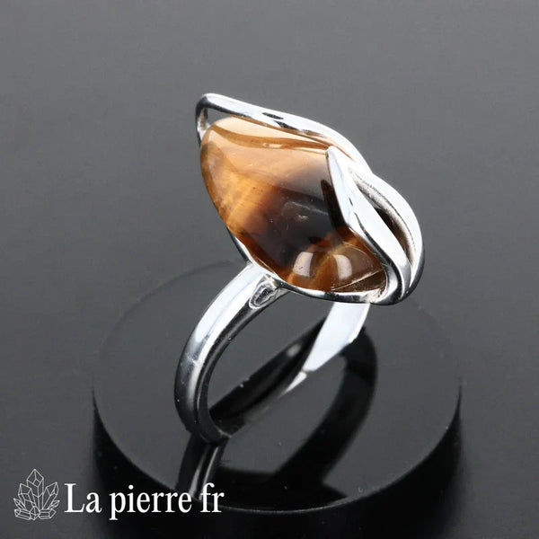 bague Oeil de Tigre véritable en argent pour femme - La Pierre Fr