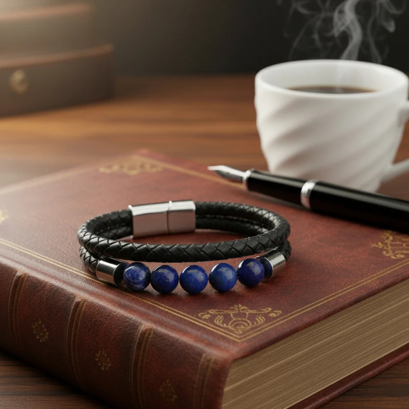 Multi-rangs cuir & pierre