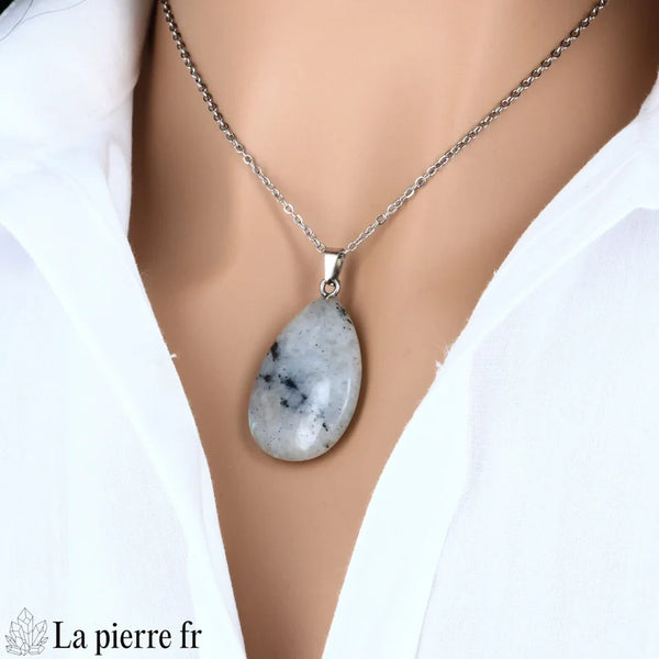 Collier-Pendentif en pierre de Labradorite grise - La Pierre FR
