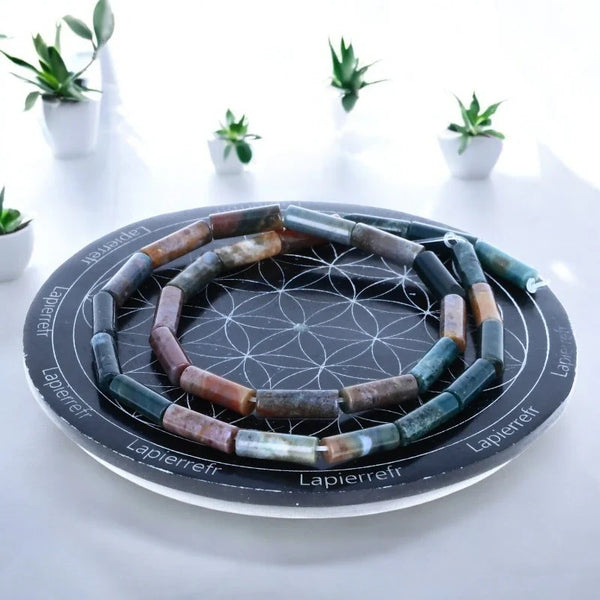 perle pierre naturelle en agate indienne de forme tube