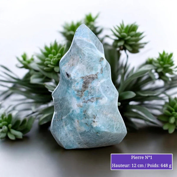 Pierre en Amazonite à Poser de Forme Flamme Toute Polie minéraux