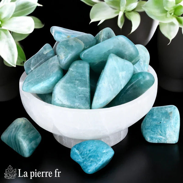 pierre amazonite naturelle, pierre roulée pour lithothérapie