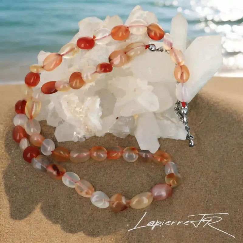 Collier en pierre orange cornaline naturelle - La Pierre FR