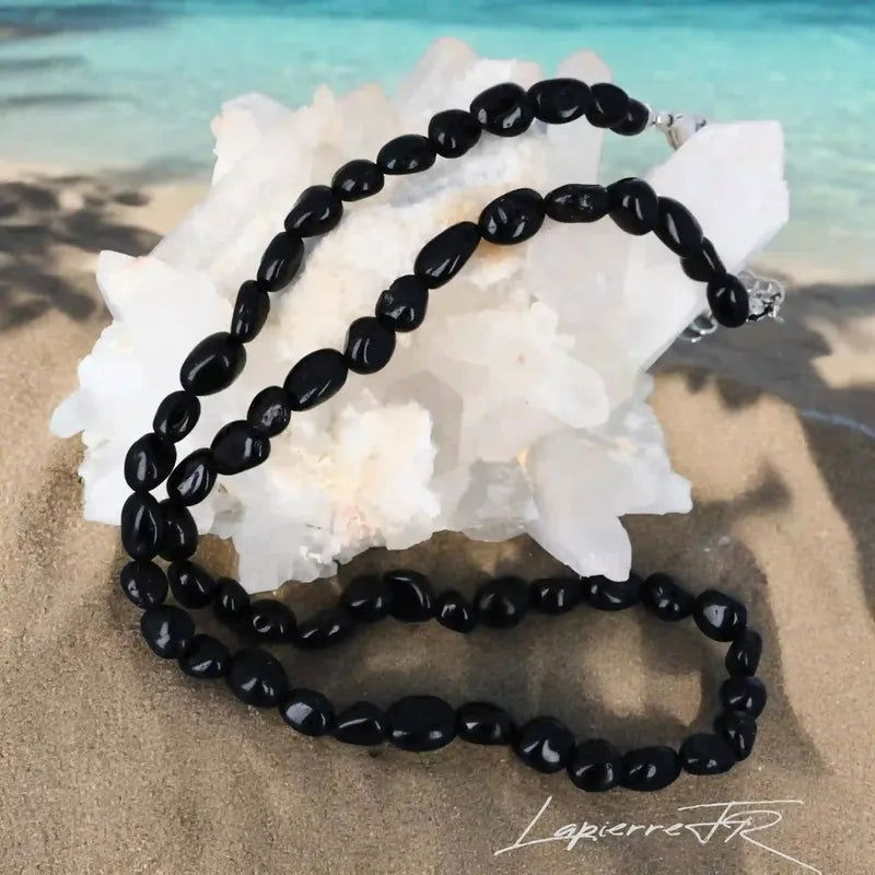 Collier en pierre noire tourmaline noire naturelle - La Pierre FR