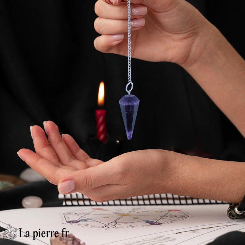 Pendule divinatoire en améthyste facetté 100 percent naturel - guide complet et pendule virtuel gratuit La Pierre FR