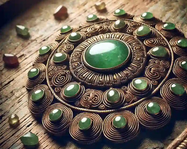 Une pierre d'Aventurine Verte polie, montrant sa couleur verte et son effet scintillant (aventurescence), symbole de chance et de prospérité.