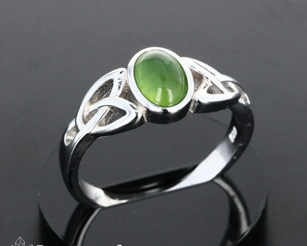 Bague en pierre verte - jade vert véritable sur argent rhodié - La Pierre FR