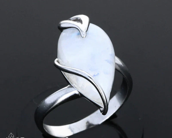 Bague en pierre blanche - pierre de lune sur argent 925 - La Pierre FR