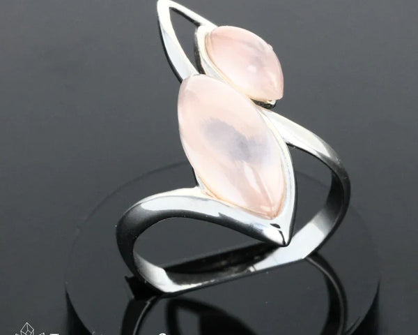 Bague en pierre rose - quartz rose sur argent rhodié - La Pierre FR