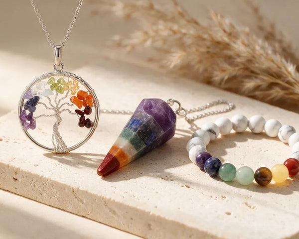 Bijoux 7 chakras en pierre naturelle aux couleurs de l'aura