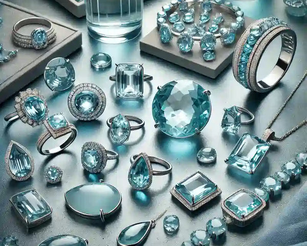 Bijoux en aigue-marine veritable : bagues, pendentifs et perles bleu clair — La Pierre FR