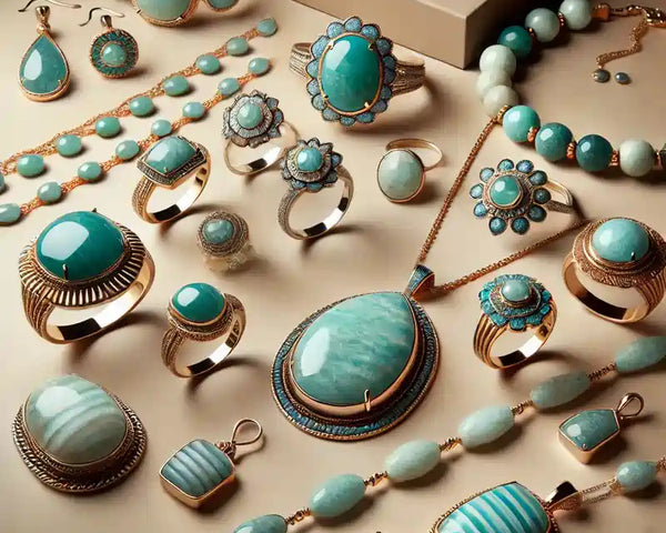 Bijoux en amazonite naturelle verte-bleue : colliers, pendentifs et perles — La Pierre FR