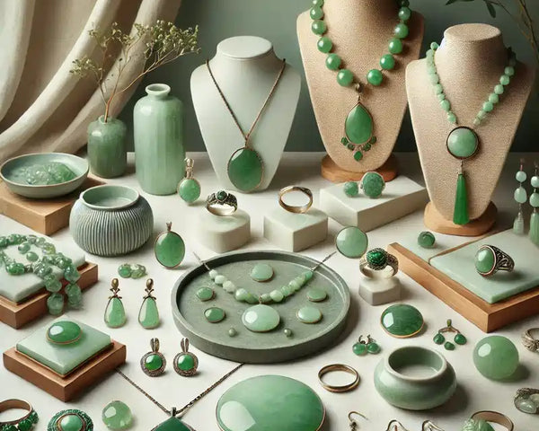 Bijoux en jade vert veritable : bracelet, bague, pendentif et perles — La Pierre FR