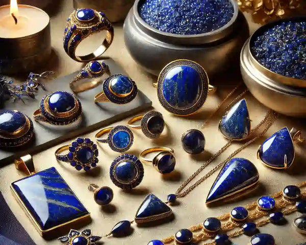 Bijoux en lapis lazuli veritable d Afghanistan : bracelet, pendentif et bague — La Pierre FR