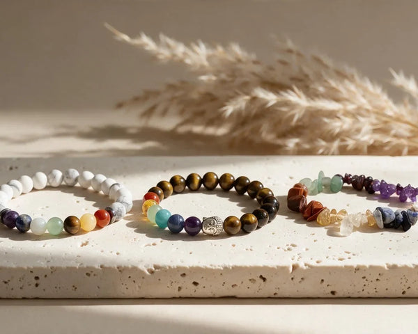 Bracelets 7 chakras en pierre naturelle, kundalini et énergie des chakras
