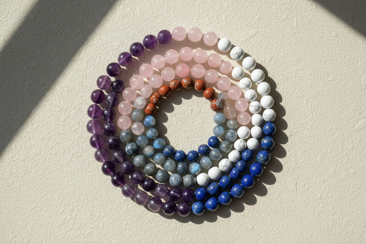 Perles de lithothérapie en pierres naturelles multicolores pour créations de bijoux