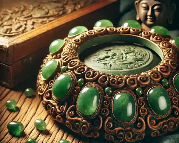 Une pierre de Jade Vert polie, d'un vert profond et laiteux, symbolisant la sagesse et l'harmonie en lithothérapie.