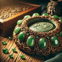 Une pierre de Jade Vert polie, d'un vert profond et laiteux, symbolisant la sagesse et l'harmonie en lithothérapie.