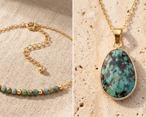 Turquoise africaine, jaspe naturel vert et bleu aux vertus de renouveau