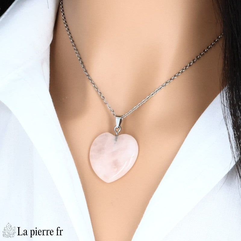 Pendentif en pierre rose quartz rose naturelle - La Pierre FR