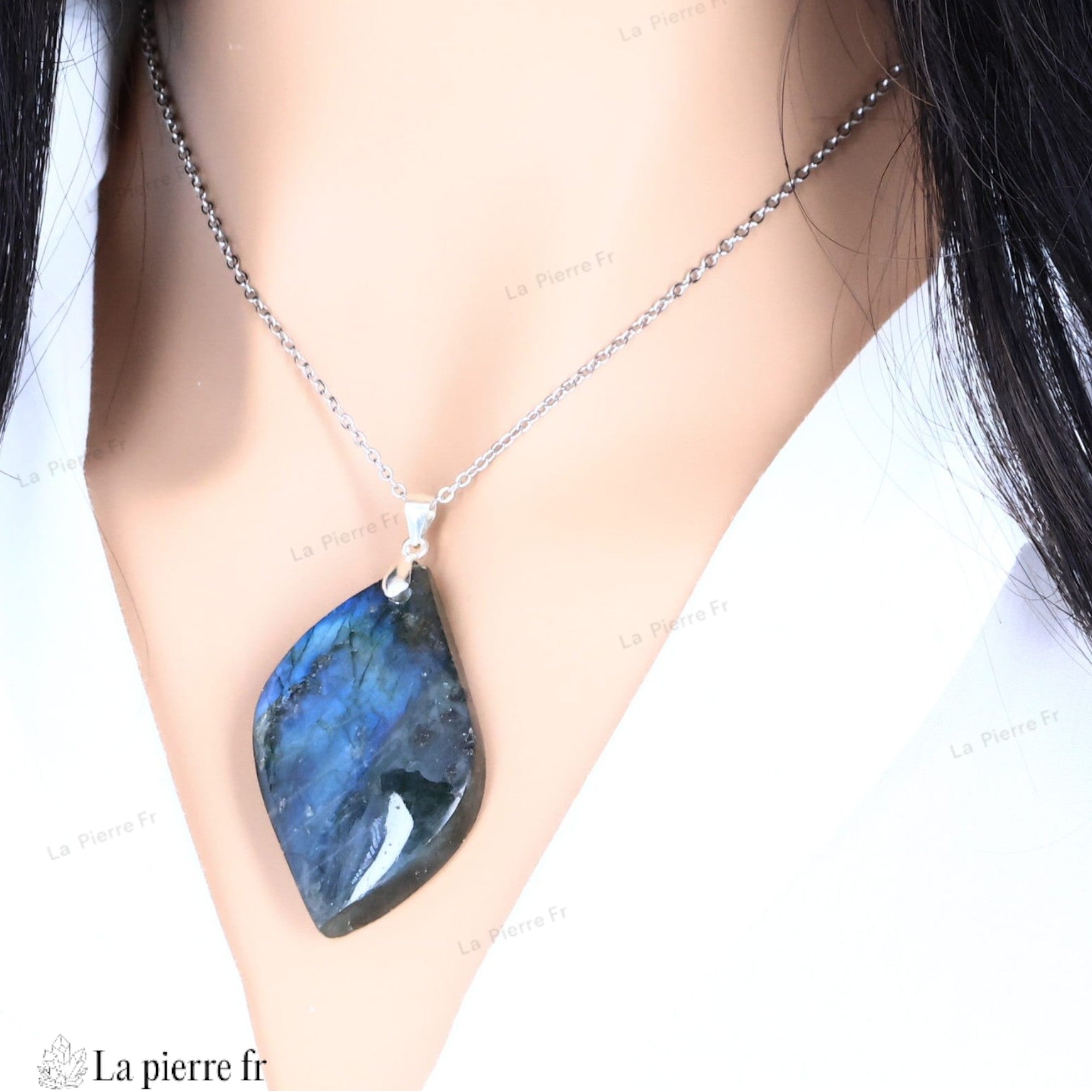 Pendentif en pierre naturelle labradorite argent 925 - La Pierre FR
