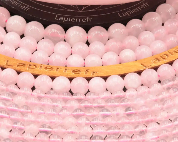 Vraies perles en quartz rose naturel pour bijoux de lithothérapie