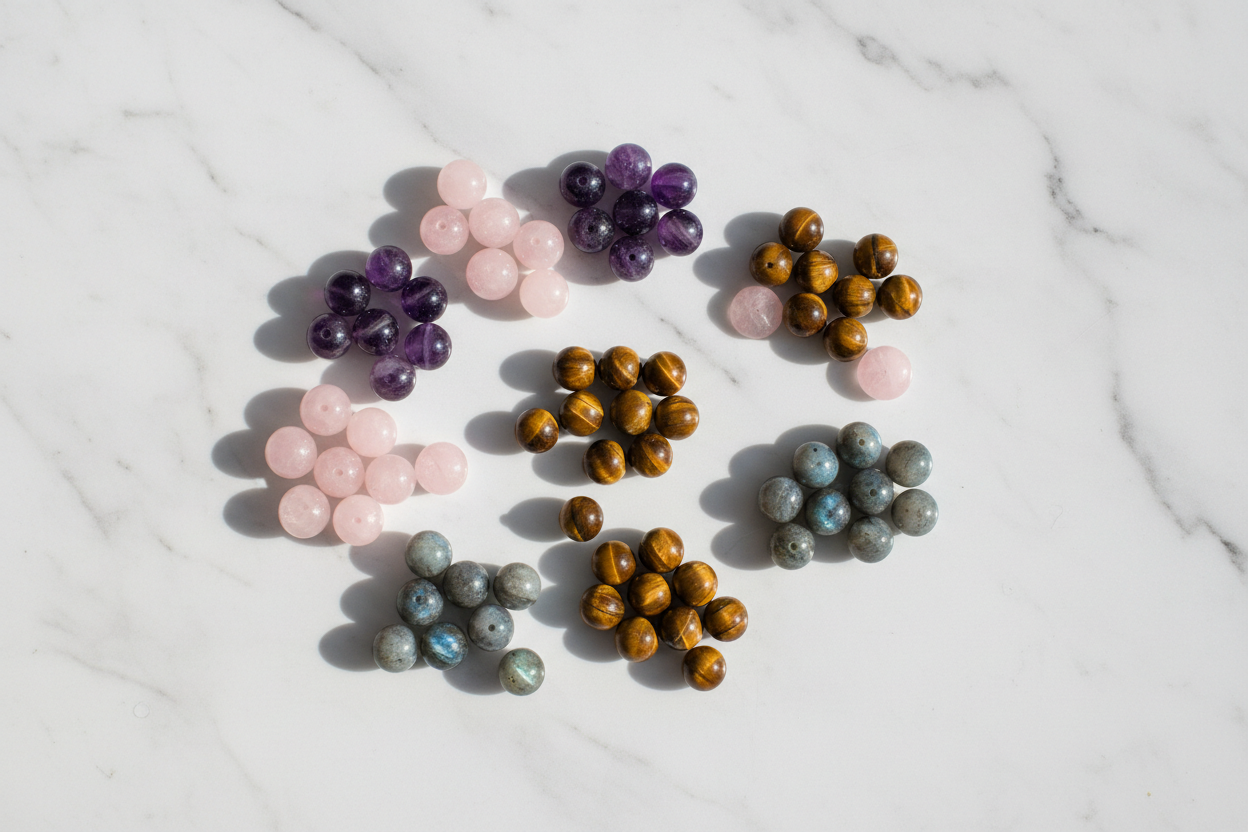 Perles de pierre naturelle rondes en différentes tailles 4mm 6mm 8mm 10mm pour faire un bracelet lithothérapie