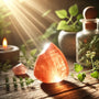Une Pierre de Soleil polie, montrant son éclat orange et son effet d'aventurescence scintillant, symbolisant la joie et la vitalité.