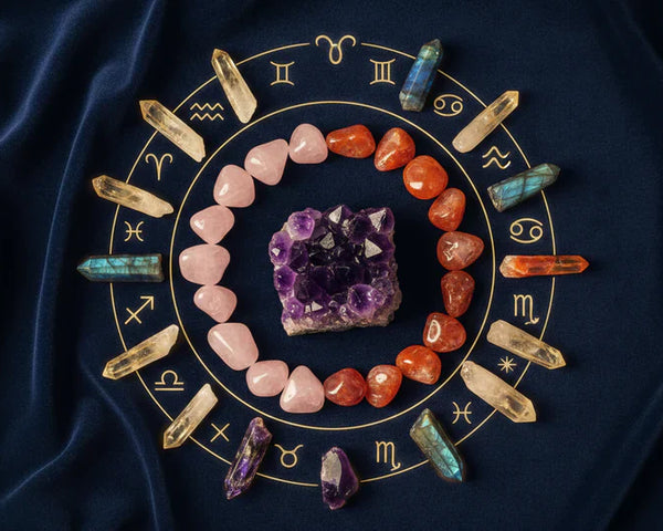 Pierres et signes astrologiques : guide des 12 signes du zodiaque  et leurs pierres naturelles en lithothérapie