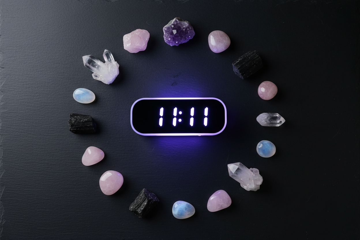 Signification des heures miroir 11h11 22h22 et pierres naturelles associées