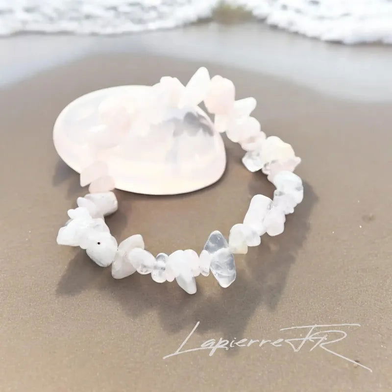 Bracelet en quartz rose véritable, perles de pierre rose — La Pierre FR