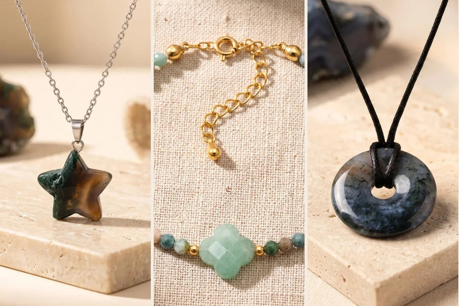 Agate indienne, pierre naturelle, sur travertin