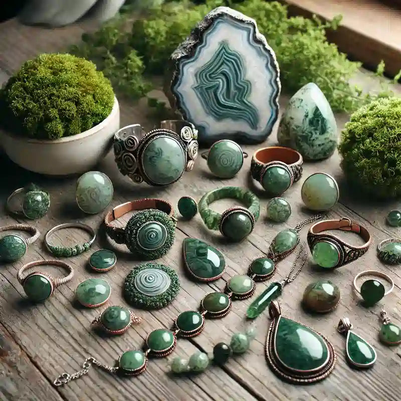 Bijoux et pierre en Agate Mousse : apaisement et énergie naturelle