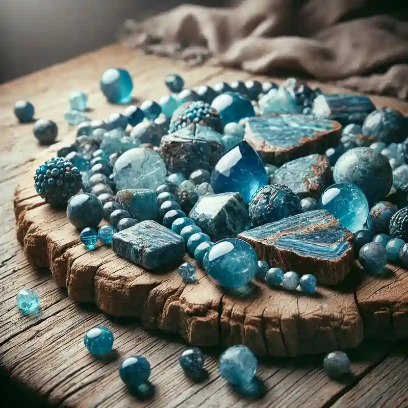 Apatite bleue, pierre naturelle en bijou : bracelet, collier, pendentif, et plus.