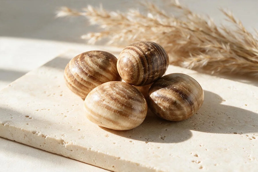 Pierre aragonite naturelle, sur travertin