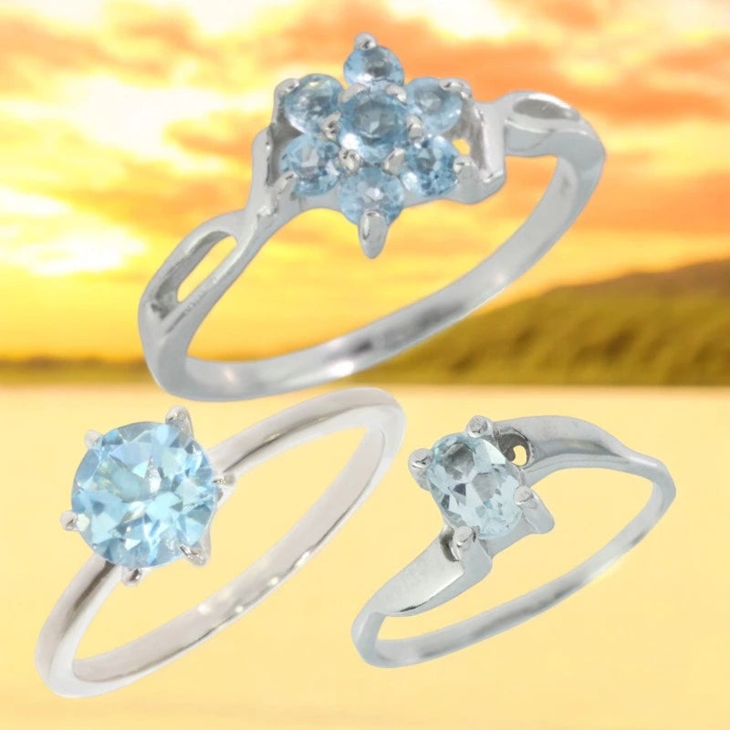 Collection de Bagues en Topaze Bleue