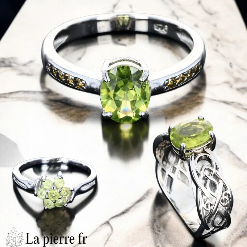 Bague péridot véritable en argent pour femme, la pierre fr 